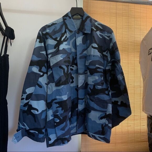Navy Blue Camouflage Military Shacket Shir… - Picture 3 of 7